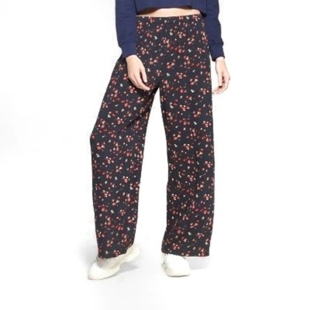 Black and Red Floral Pants